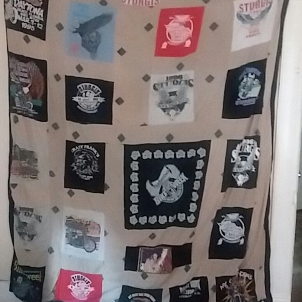 Hand stitched harley davidson quilt